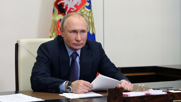 Президент РФ Владимир Путин в режиме видеоконференции принимает участие в запуске Амурского газоперерабатывающего завода компании Газпром