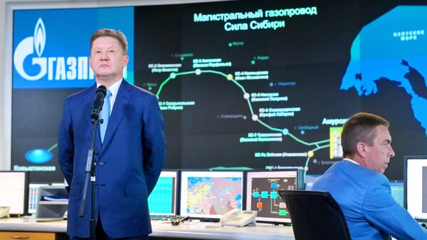 Председатель правления ПАО Газпром Алексей Миллер во время торжественной церемонии запуска в работу первой технологической линии Амурского газоперерабатывающего завода