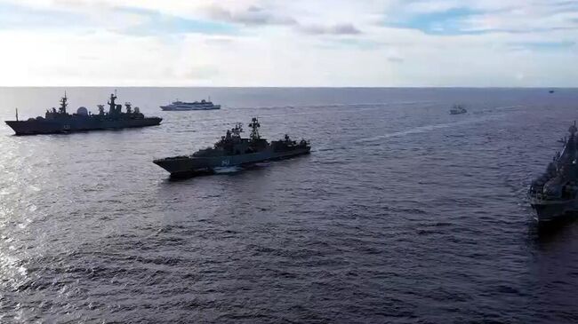 Тактическая группа надводных боевых кораблей Тихоокеанского флота в дальней морской зоне в Тихом океане. Архивное фото