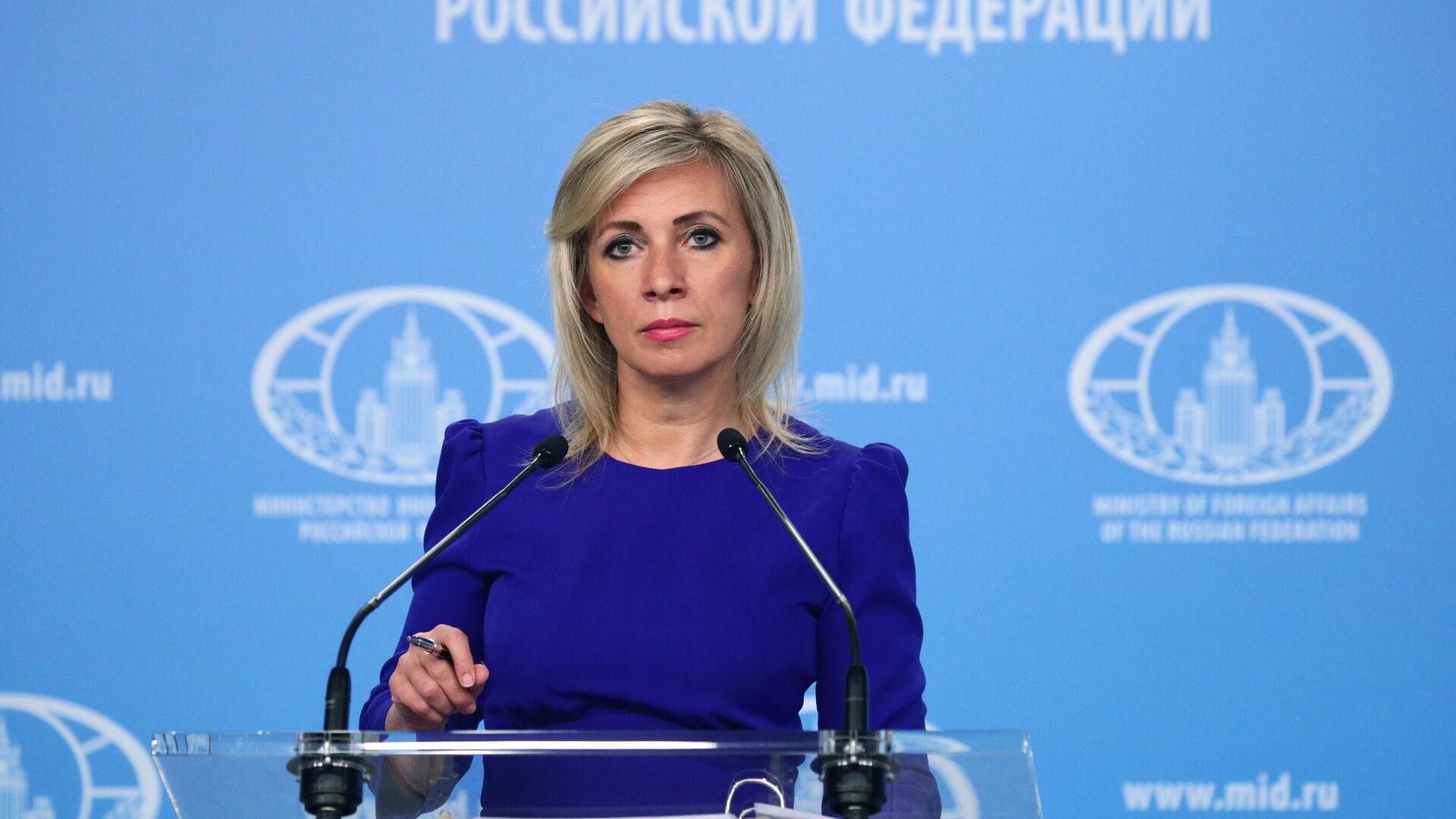 Official representative of the Ministry of Foreign Affairs of Russia Maria Zakharova during a briefing in Moscow - 1920, 09.12.2021