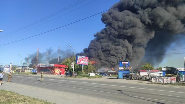 Пожар на автозаправочной станции в Новосибирске