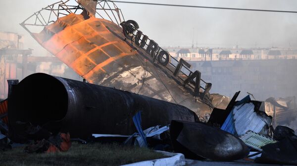 Сгоревшая автозаправка в Новосибирске