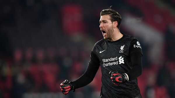 Liverpool's Spanish goalkeeper Adrian reacts after the second goal during the English Premier League football match between Sheffield United and Liverpool at Bramall Lane in Sheffield, northern England on February 28, 2021. (Photo by Shaun Botterill / POOL / AFP) / RESTRICTED TO EDITORIAL USE. No use with unauthorized audio, video, data, fixture lists, club/league logos or 'live' services. Online in-match use limited to 120 images. An additional 40 images may be used in extra time. No video emulation. Social media in-match use limited to 120 images. An additional 40 images may be used in extra time. No use in betting publications, games or single club/league/player publications. / 