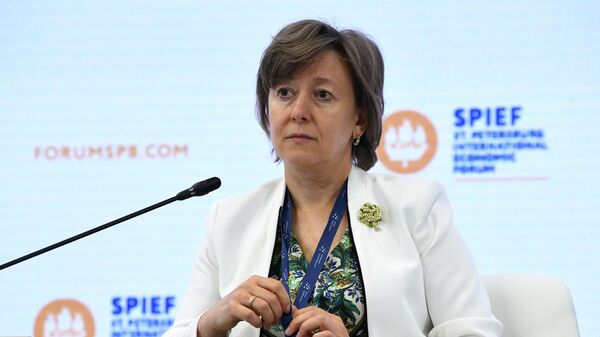 Генеральный директор АО Российский экспортный центр Вероника Никишина на ПМЭФ-2021