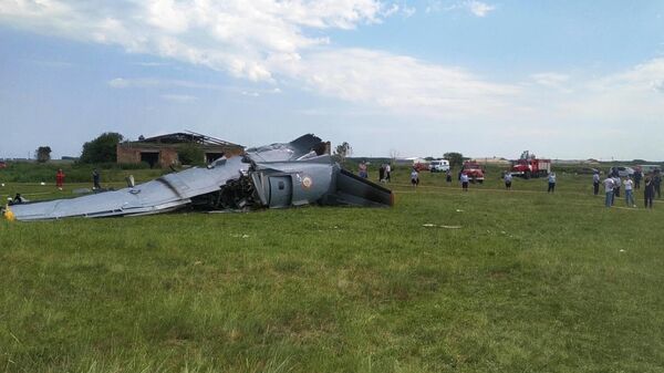 На месте крушения самолета Л-410 в Кемеровской области. Стоп-кадр видео
