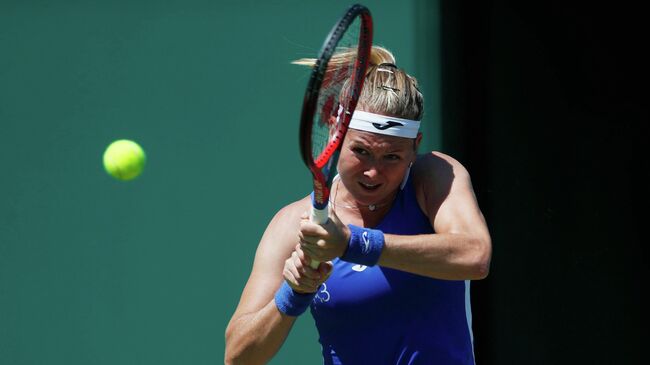 Tennis - WTA 250 - Birmingham Classic - Edgbaston Priory Club, Edgbaston, Birmingham, Britain - June 16, 2021 Czech Republic's Marie Bouzkova in action during her second round match against France's Caroline Garcia Action Images via Reuters/Matthew Childs