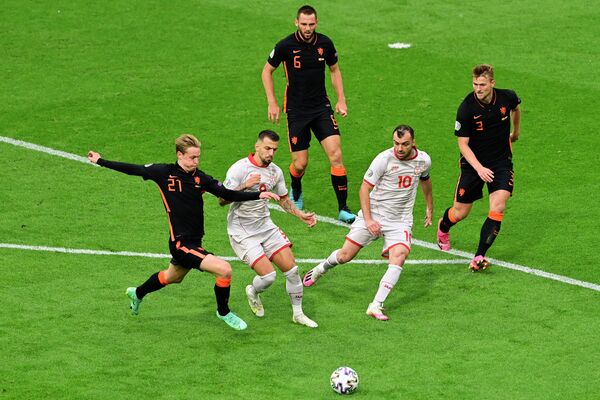 Игровой момент матча Северная Македония - Нидерланды