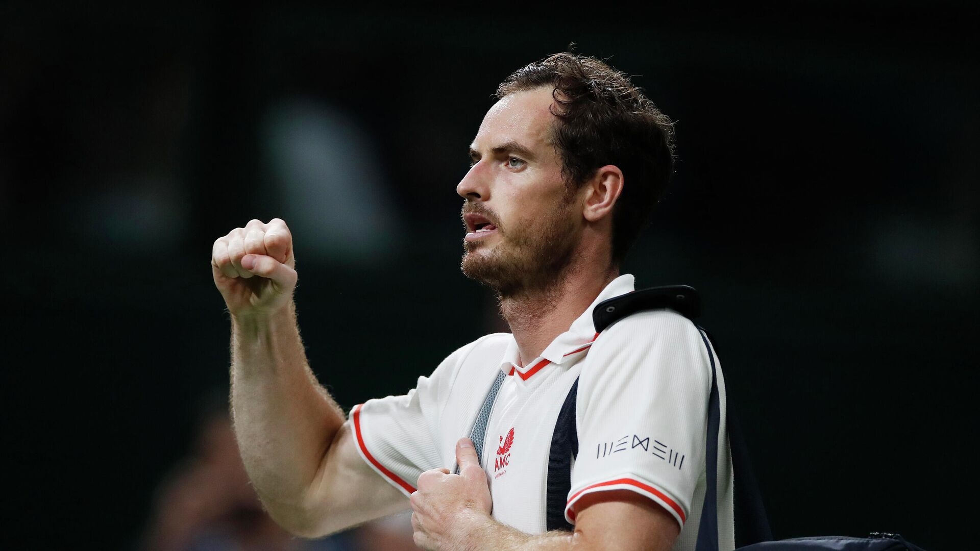 Tennis - Wimbledon - All England Lawn Tennis and Croquet Club, London, Britain - June 28, 2021 Britain's Andy Murray celebrates winning his first round match against Georgia's Nikoloz Basilashvili REUTERS/Paul Childs - РИА Новости, 1920, 29.06.2021