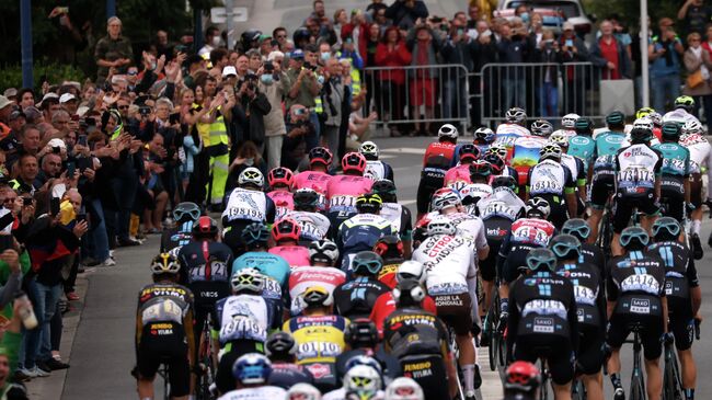 Cycling - Tour de France - Stage 3 -  Lorient to Pontivy - France - June 28, 2021 General view of the action and fans during stage 3 REUTERS/Stephane Mahe