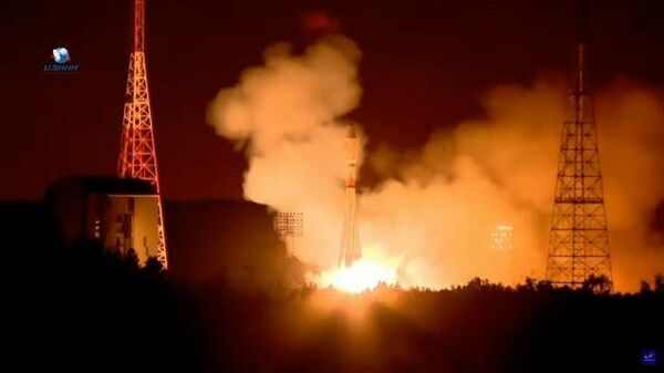 Кадры старта ракеты Союз с 36 спутниками OneWeb на борту