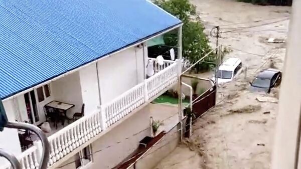 Последствия сильного дождя в Сочи. Кадр из видео очевидца
