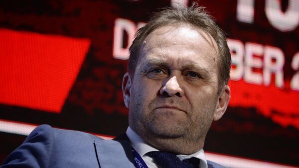 Президент Датского хоккейного союза Хенрик Бах Нильсен на втором Международном хоккейном форуме в Москве.