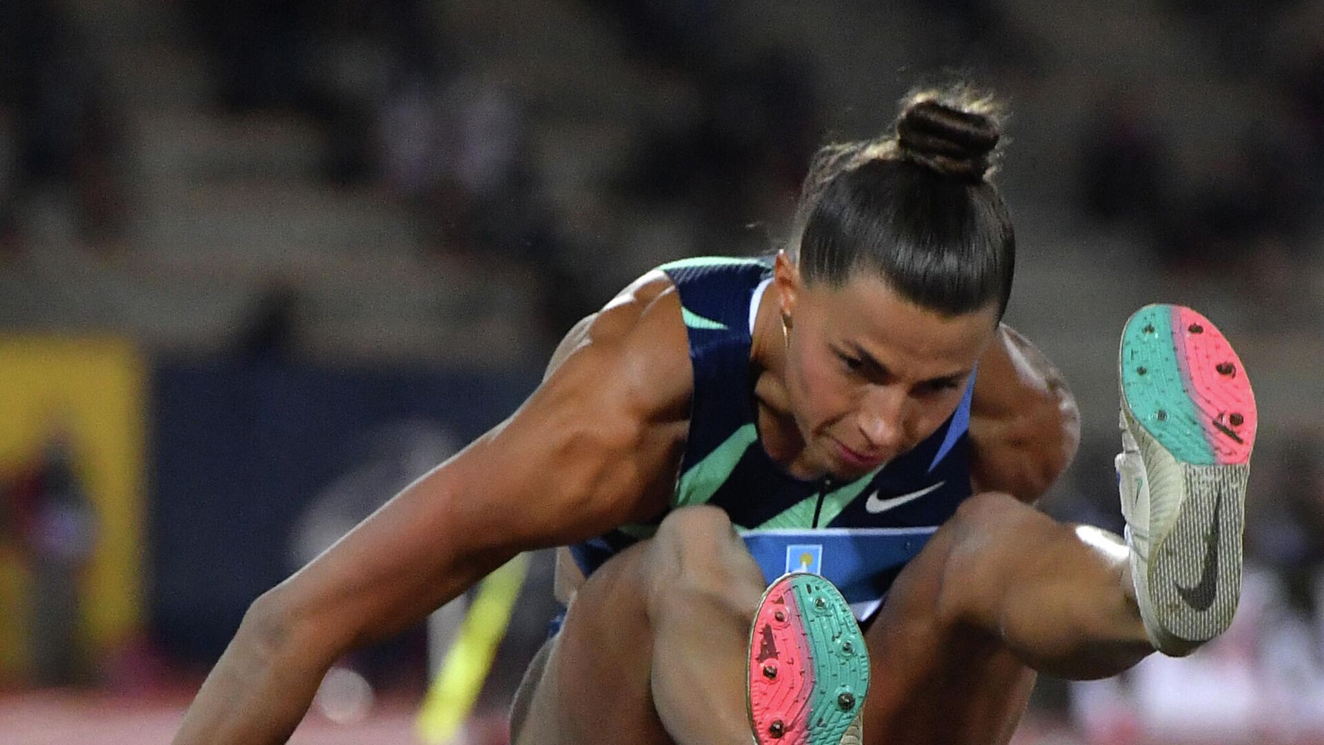 Ukraine's Maryna Bekh-Romanchuk competes in the Long Jump Women event during the Diamond League athletics meeting on June 10, 2021 at the Asics Firenze Marathon Luigi-Ridolfi stadium in Florence. (Photo by Tiziana FABI / AFP) - РИА Новости, 1920, 06.07.2021