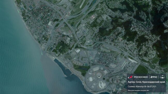 Спутниковые снимки подтопленного из-за дождей Сочи