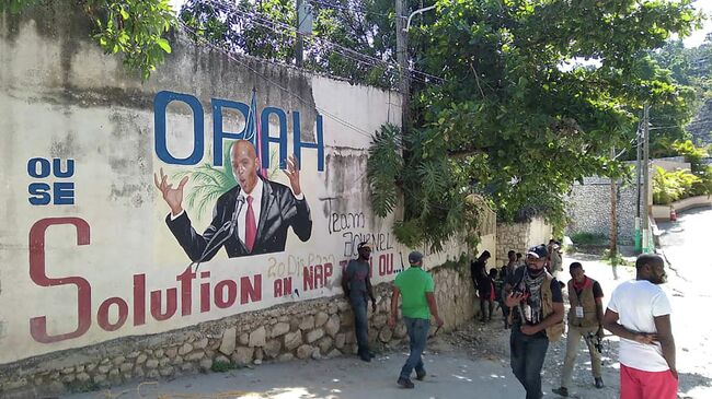 Граффити с портретом президента Гаити Жовенеля Мойза в Порт-о-Пренсе