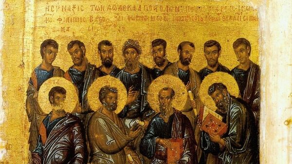 Икона XIV века Собор Двенадцати Апостолов