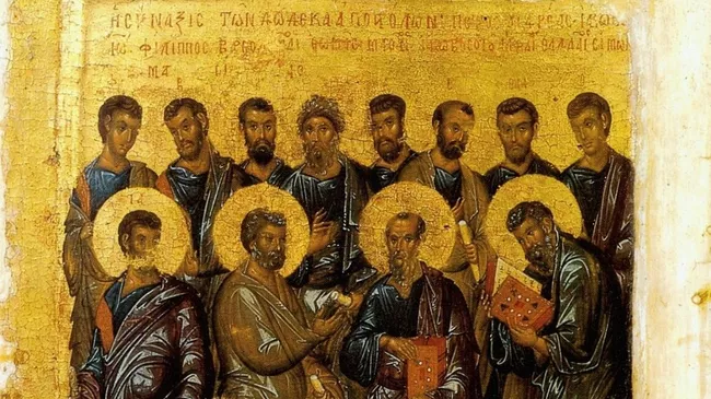 Икона XIV века Собор Двенадцати Апостолов
