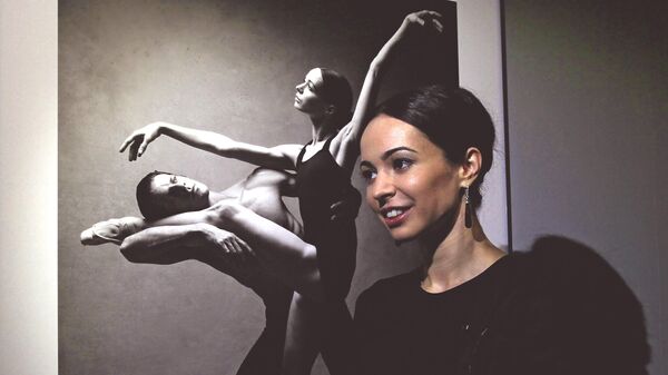 Прима-балерина Диана Вишнёва на открытии выставки Диана Вишнева в объективе Патрика Демаршелье в Мультимедиа Арт Музее в Москве