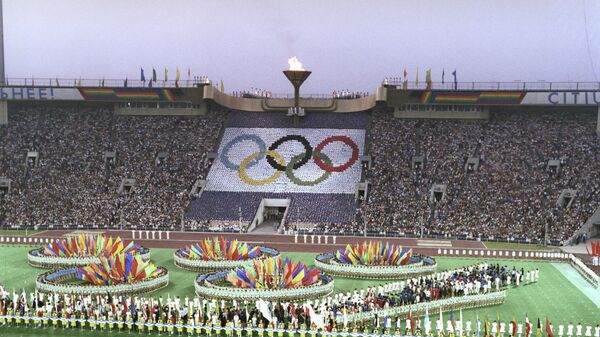 Торжественная церемония закрытия Игр XXII Олимпиады. Центральный стадион имени В.И. Ленина 3 августа 1980 года.