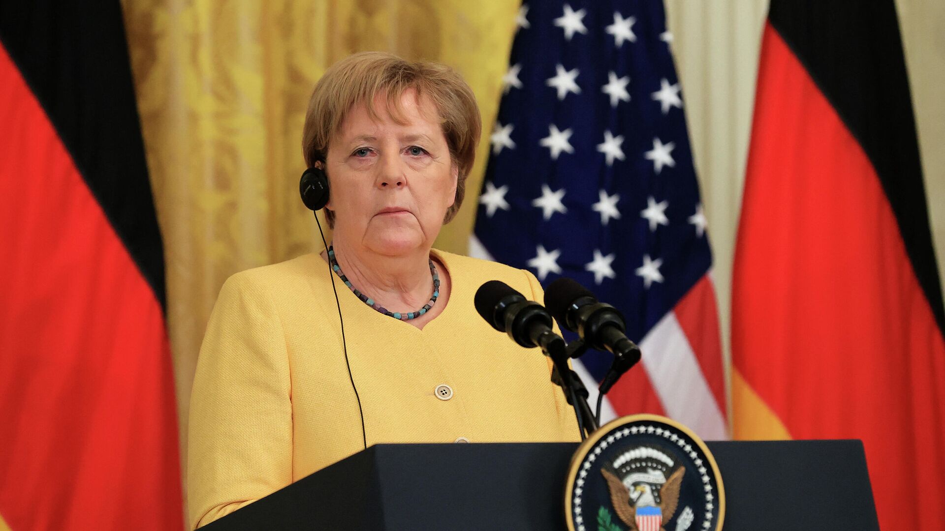 Канцлер ФРГ Ангела Меркель на пресс-конференции с президентом США Джо Байденом - РИА Новости, 1920, 16.07.2021