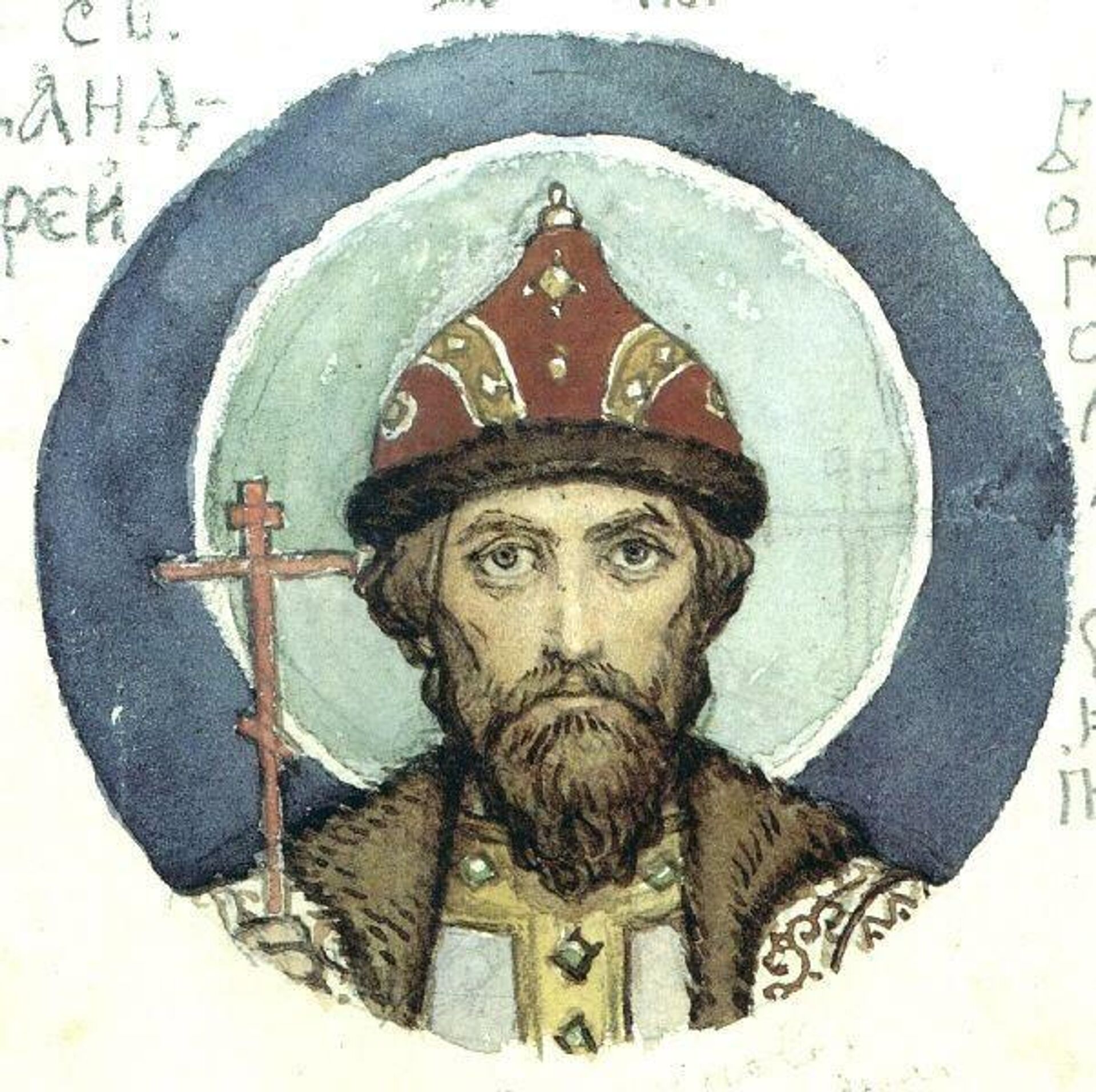 Андрей Боголюбский (Виктор Васнецов. Эскиз росписи Владимирского собора в Киеве, 1885—1896. Государственная Третьяковская галерея, Москва) Андрей Боголюбский (Виктор Васнецов. Эскиз росписи Владимирского собора в Киеве, 1885—1896. Государственная Третьяковская галерея, Москва) - РИА Новости, 1920, 26.11.2021