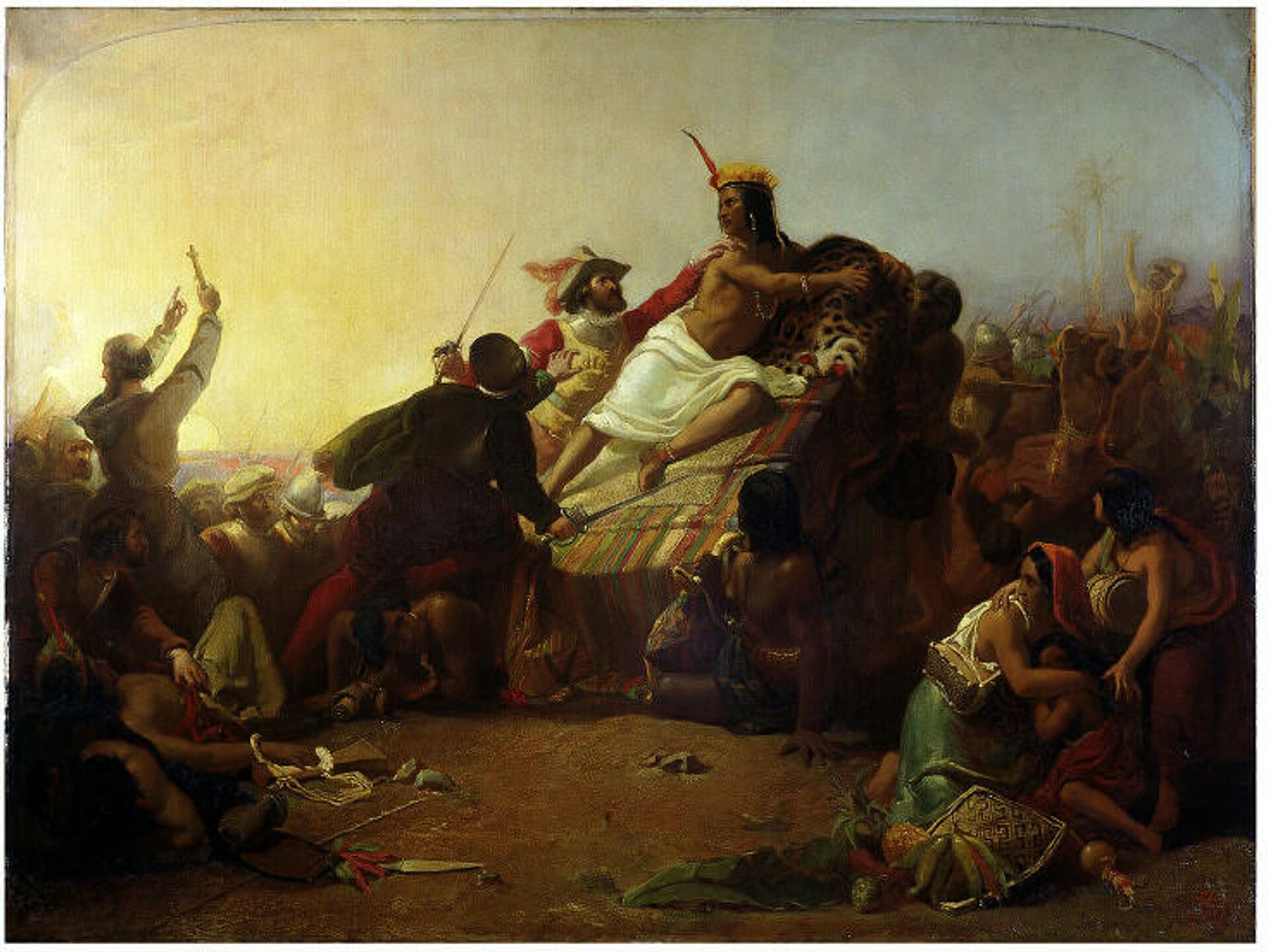 Картина Писарро берёт в плен Инку Атауальпу (1845) - РИА Новости, 1920, 23.07.2021