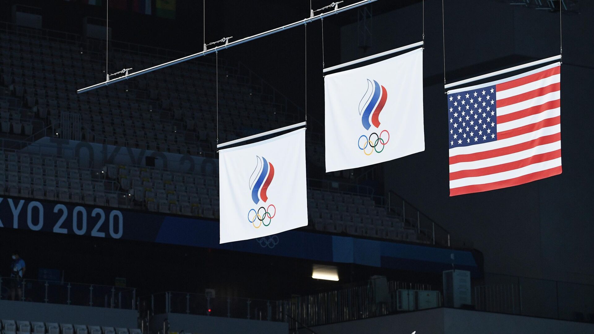 Флаги Олимпийского комитета России и США - РИА Новости, 1920, 27.07.2021