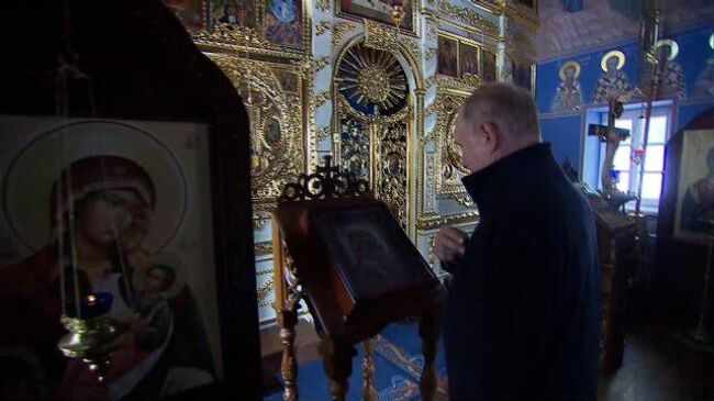 Путин посетил скит Коневской иконы Божьей матери на Ладоге