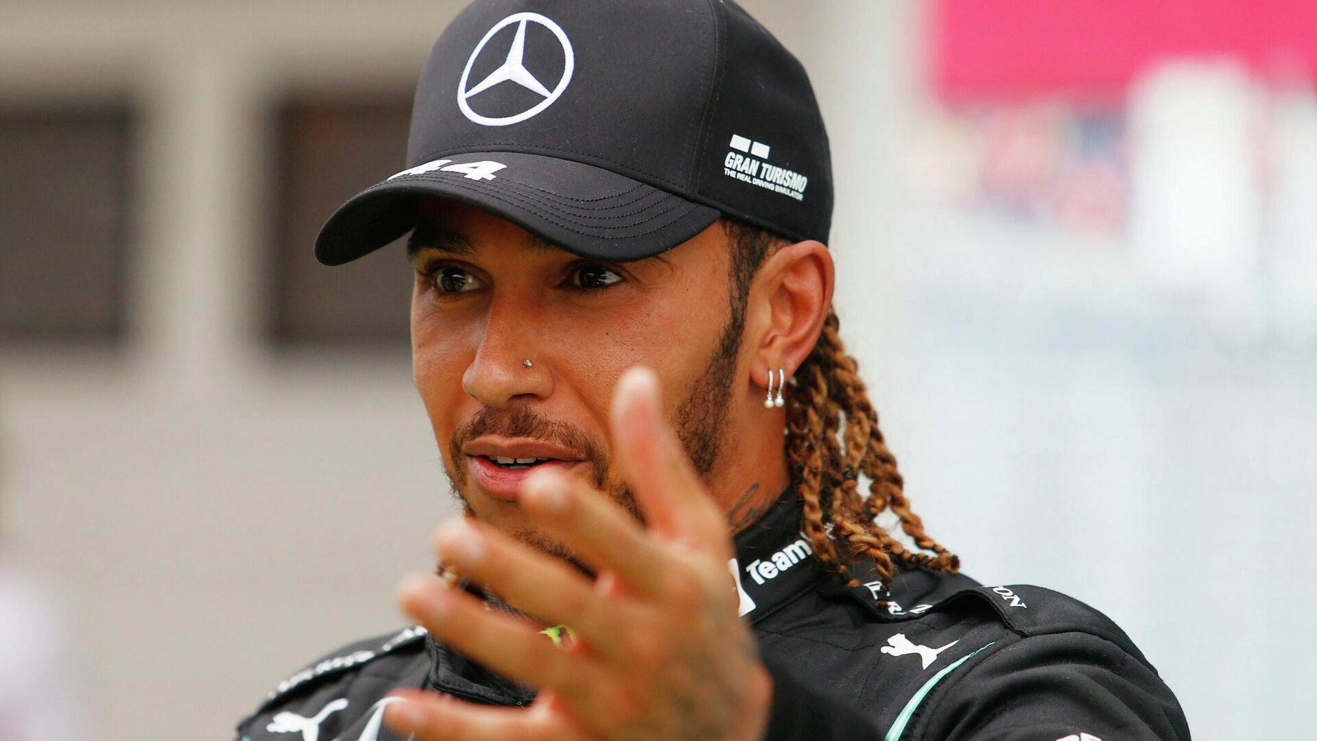 Formula One F1 - Hungarian Grand Prix - Hungaroring, Budapest, Hungary - August 1, 2021 Third placed Lewis Hamilton of Mercedes after the race Pool via REUTERS/Florion Goga - РИА Новости, 1920, 01.08.2021