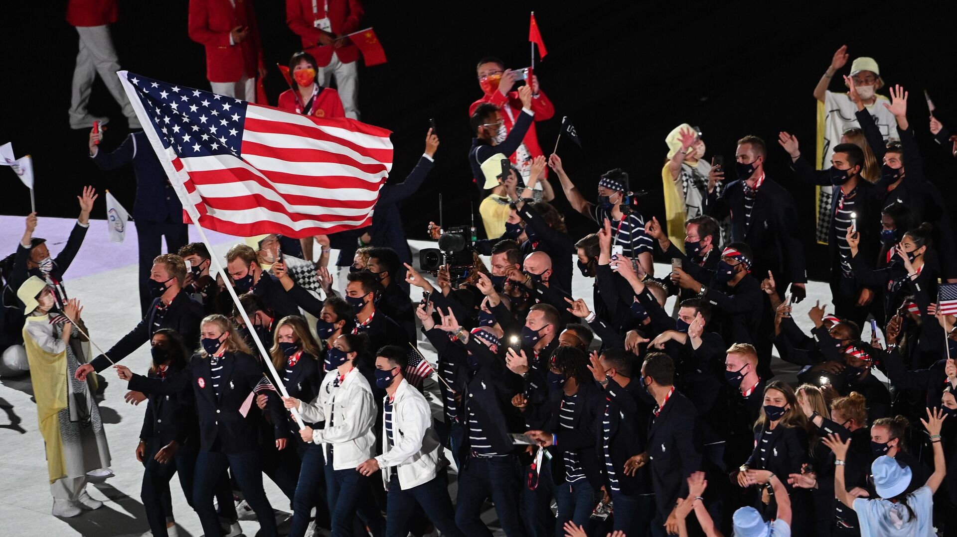 Спортсмены сборной США на параде атлетов на церемонии открытия XXXII летних Олимпийских игр в Токио - РИА Новости, 1920, 03.08.2021