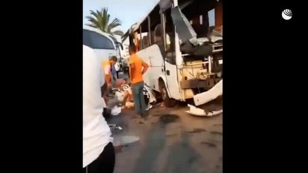 Кадры с места аварии автобуса с российскими туристами в Турции
