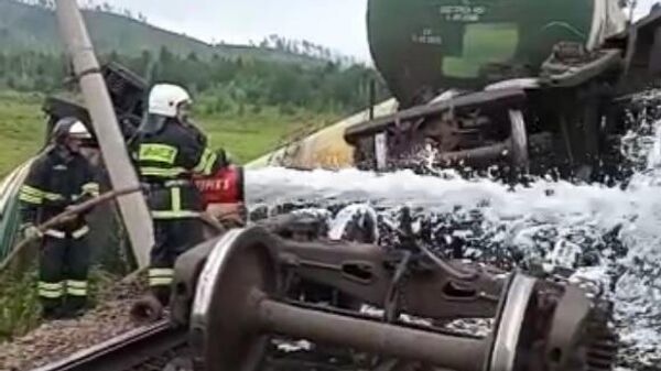 Столкновение грузовых поездов в Чернышевском районе Забайкальского края на перегоне Алеур-Бушулей