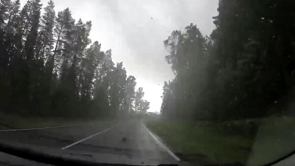 Ураган в Полоцком районе, Белоруссия. Кадр видео