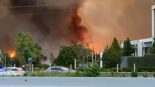 Кадры пожара в пригороде Афин: эвакуируют людей