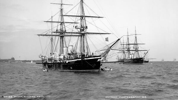  Корвет Рында, 1893, на заднем фоне крейсер Генерал Адмирал
