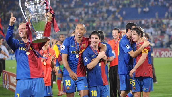 Барселона празднует победу в Лиге чемпионов сезона-2008/09