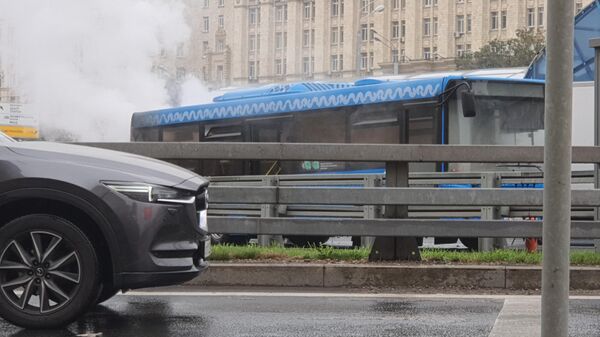 Пожар в автобусе на Ленинградском проспекте