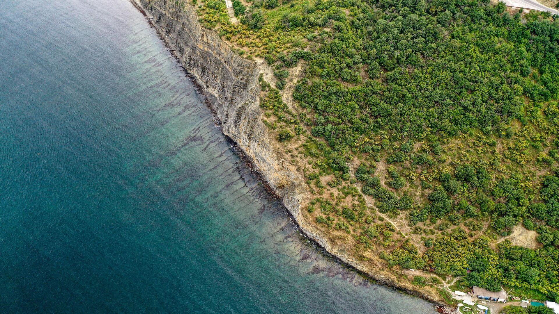 Вид на побережье, рядом с которым произошел нефтяной разлив, Новороссийск - РИА Новости, 1920, 12.08.2021