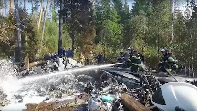 Место крушения самолета Ил-112В в Подмосковье. Кадр видео