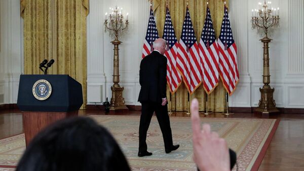 Президент США Джо Байден после выступления с заявлением по ситуации в Афганистане