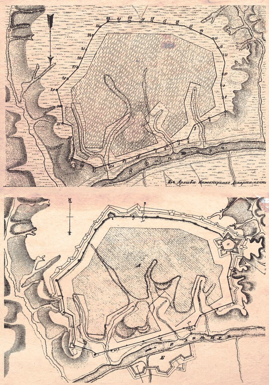 Сравнение Смоленской крепости в начале XVII и начале XVIII века