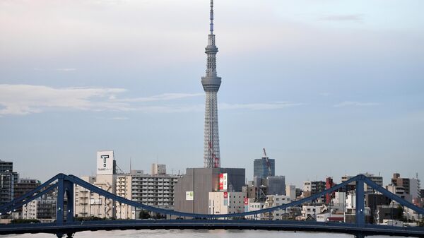 На первом плане: мост Куёси через реку Сумида. На дальнем плане в центре: Токийская телебашня. С 24 августа по 5 сентября в Токио пройдут XVI Паралимпийские летние игры. 