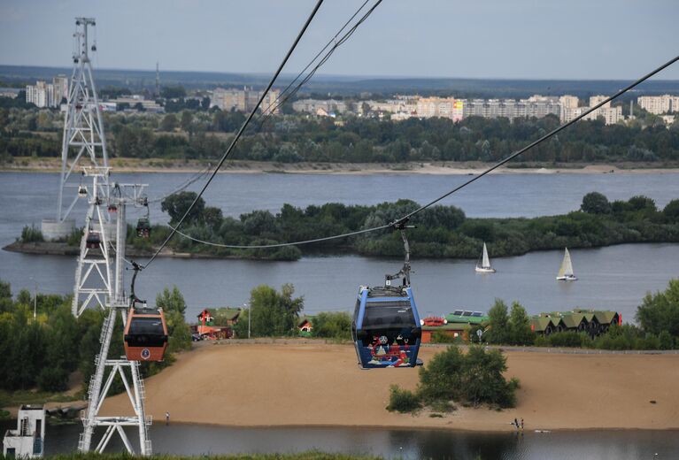 Вид на Нижегородскую канатную дорогу