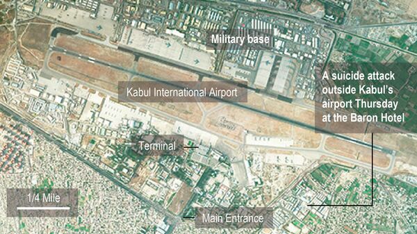Спутниковый снимок с местом взрыва в аэропорту Кабула 