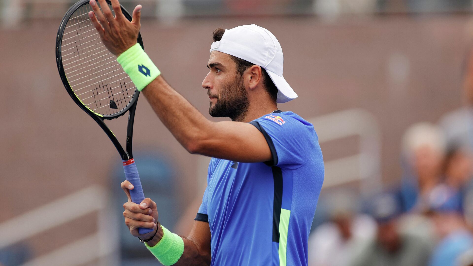 NEW YORK, NEW YORK - AUGUST 31: Matteo Berrettini of Italy celebrates after defeating Jeremy Chardy of France during his Men's Singles first round match on Day Two of the 2021 US Open at the Billie Jean King National Tennis Center on August 31, 2021 in the Flushing neighborhood of the Queens borough of New York City.   Sarah Stier/Getty Images/AFP (Photo by Sarah Stier / GETTY IMAGES NORTH AMERICA / Getty Images via AFP) - РИА Новости, 1920, 01.09.2021