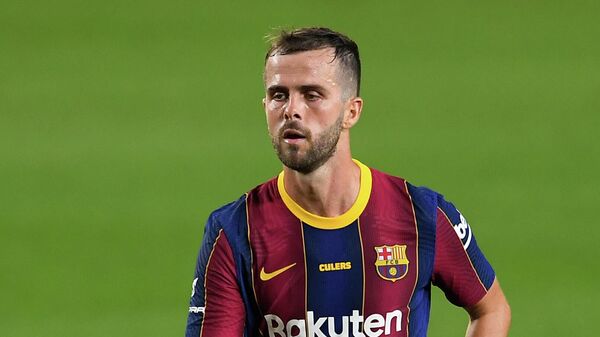 Barcelona's Bosnian midfielder Miralem Pjanic walks on the pitch during the 55th Joan Gamper Trophy friendly football match between Barcelona and Elche at the Camp Nou stadium in Barcelona on September 19, 2020. (Photo by Josep LAGO / AFP)