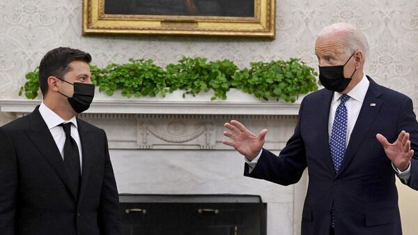 Президент Украины Владимир Зеленский и президент США Джо Байден во время встречи в Белом доме