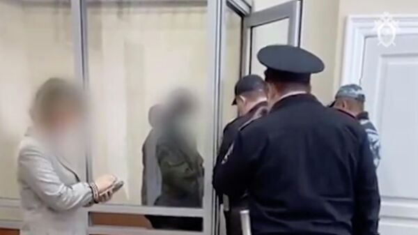 Мужчина, обвиняемый в похищении 23-летней девушки, в суде Нижнего Новгорода. Кадр из видео