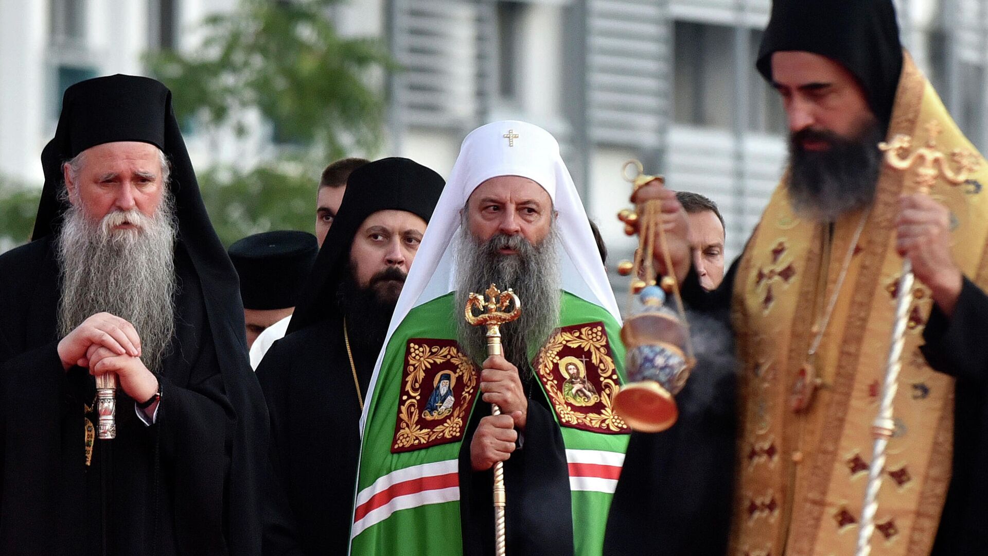 Митрополит Иоанникий и Глава Сербской Православной Церкви Патриарх Порфирий - РИА Новости, 1920, 15.05.2024