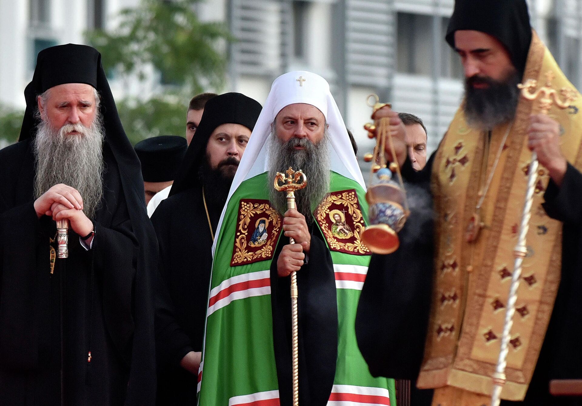 Митрополит Иоанникий и Глава Сербской Православной Церкви Патриарх Порфирий - РИА Новости, 1920, 17.05.2024